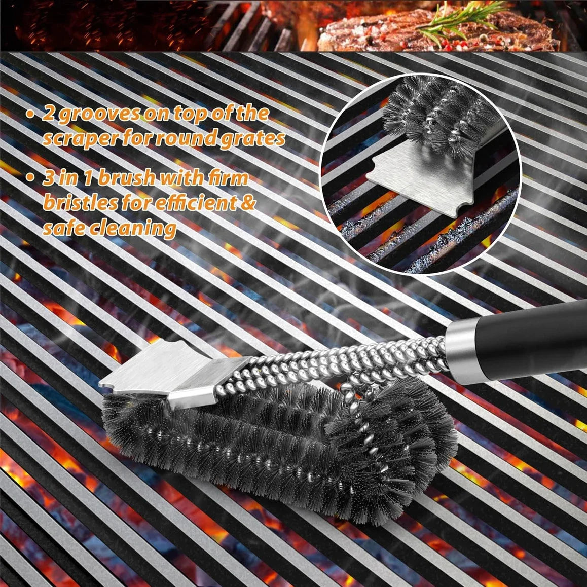 Stainless Steel Grill Cleaning Brush Outdoor Bbq Grill