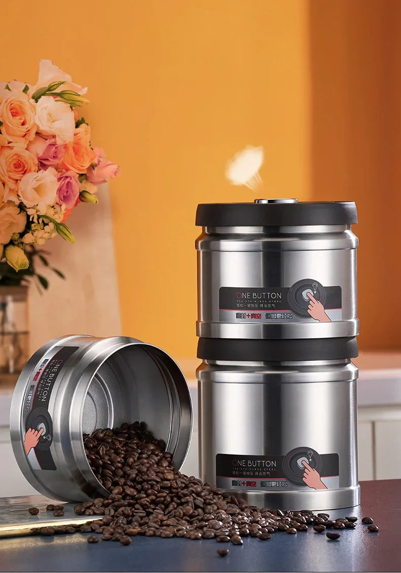Vacuum Sealed Jug Coffee Beans Stainless Steel Airtight