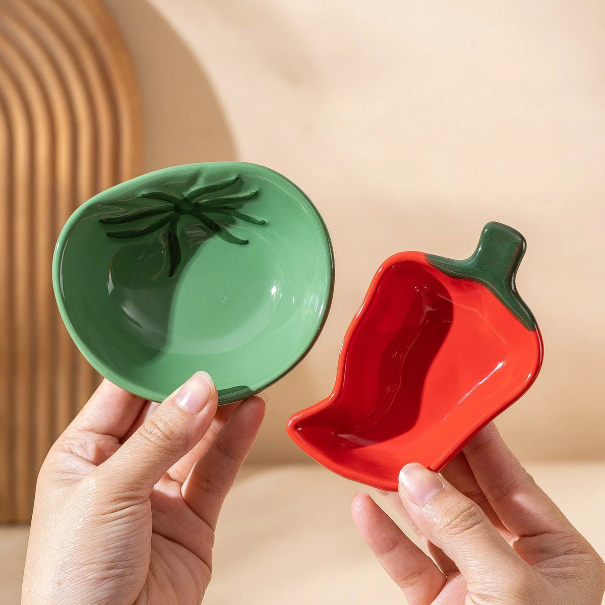 Sauce Dish Vegetable Shaped Ceramic Dipping Bowl Mini