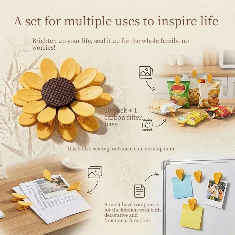 Sunflower Magnetic Sealing Clip Fridge Magnet 3d Petal