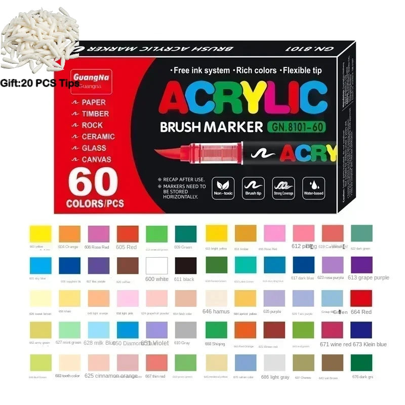 Guangna 12-360 Colors Acrylic Paint Pens Pencil Brush