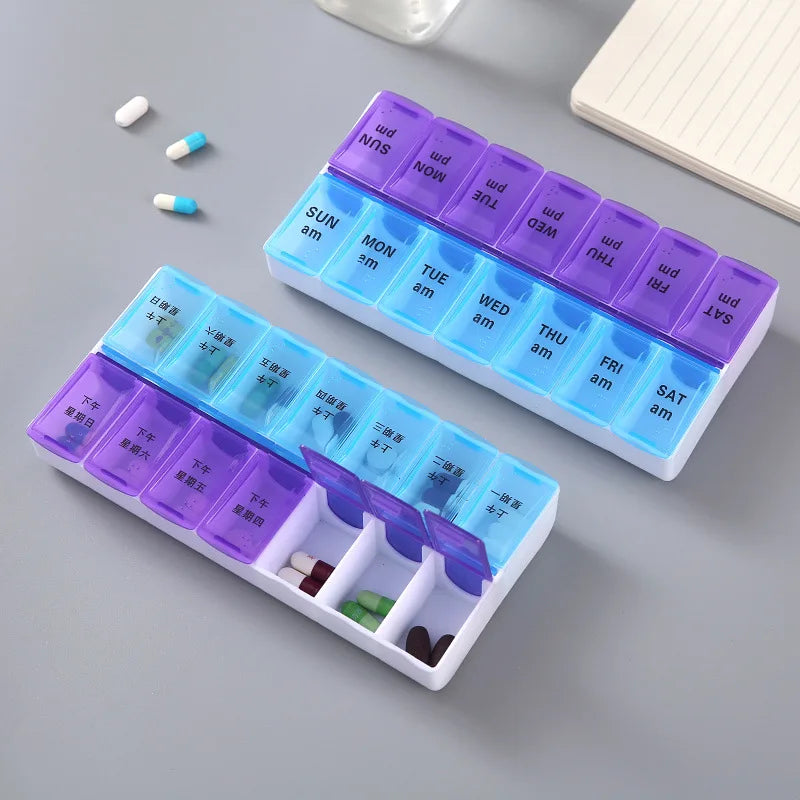 Travel Pill Organizer 7-Day Compartmented Storage Box 14