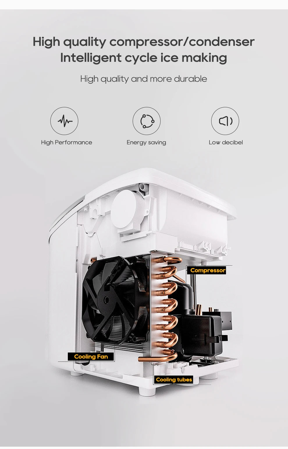 Hibrew Ice Maker Machine Automatic Ice Maker Self-Cleaning