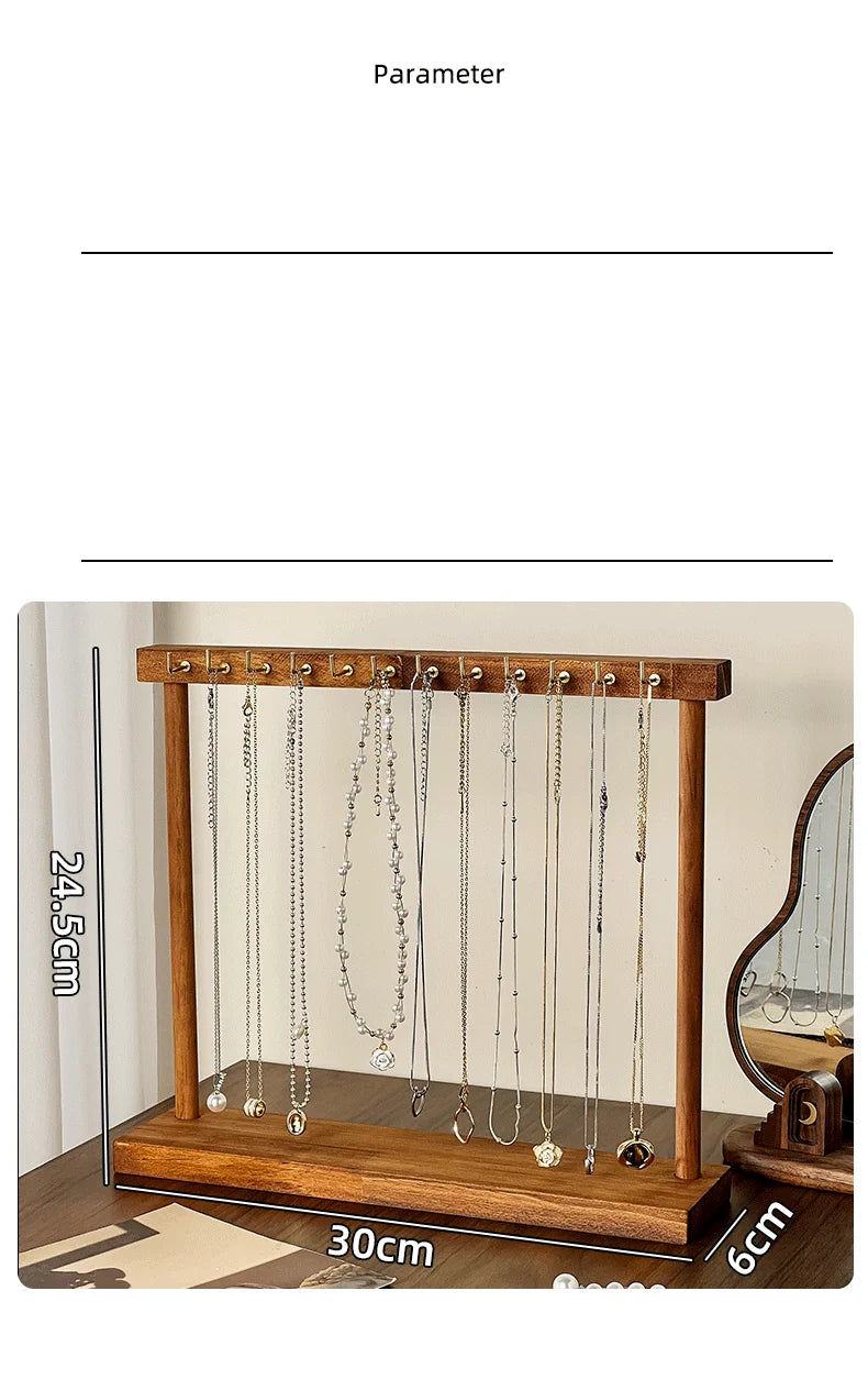 Jewelry Organizer Display Stand Solid Wood Necklace Hanging
