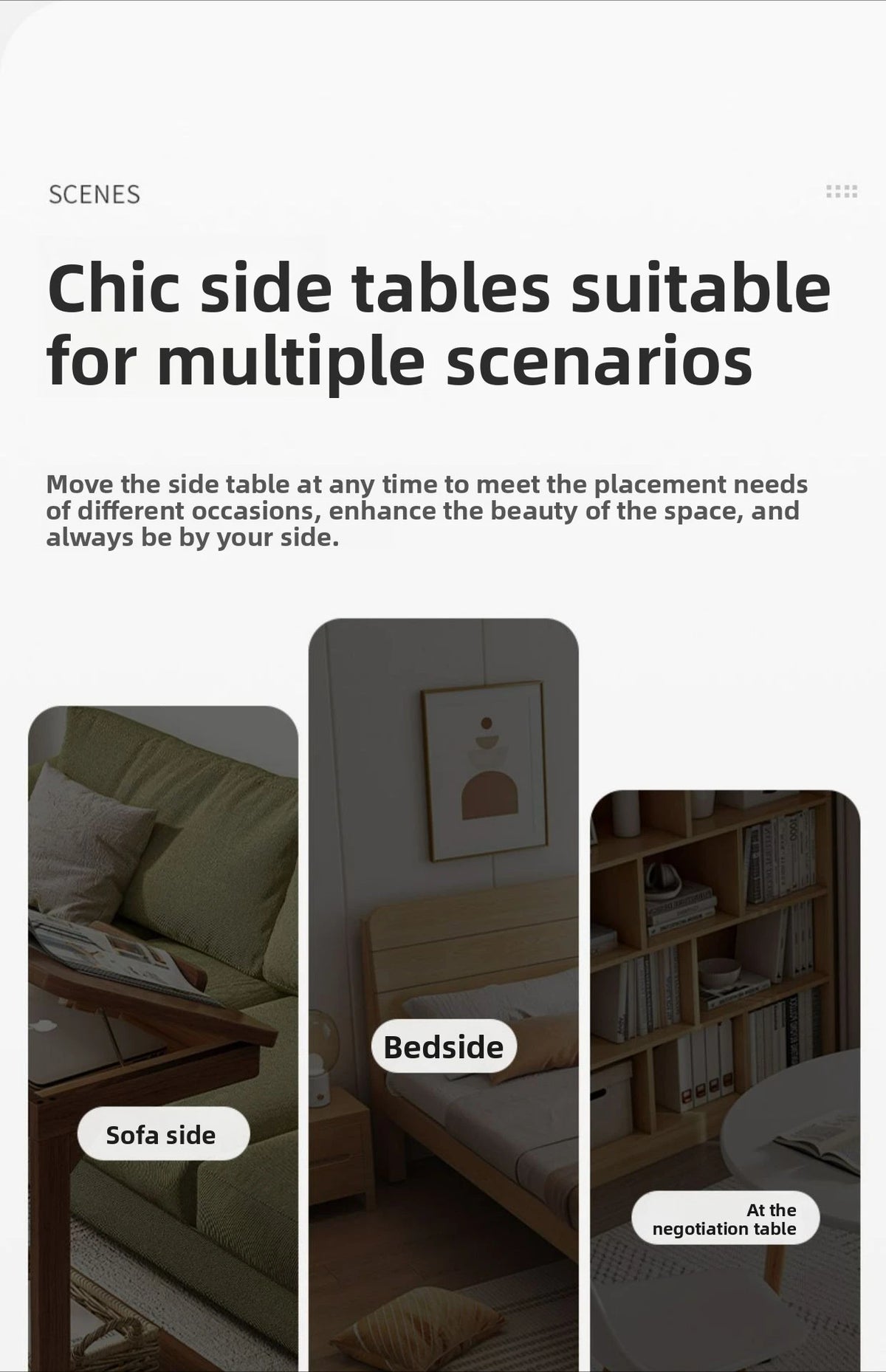 Mobile Solid Wood Coffee Table Living Room Storage