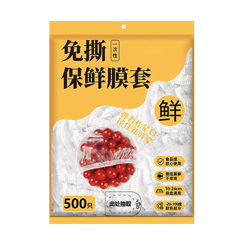 350/500pcs Disposable Food Cover Fruit Food Cover Elastic