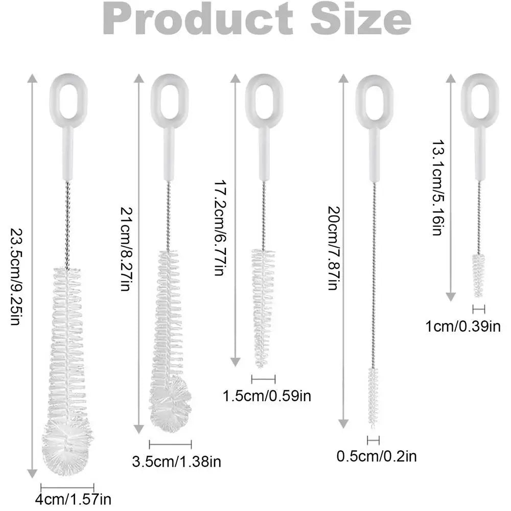 5pcs/Set Bottle Cleaning Brushes Water Bottle Brush Flexible