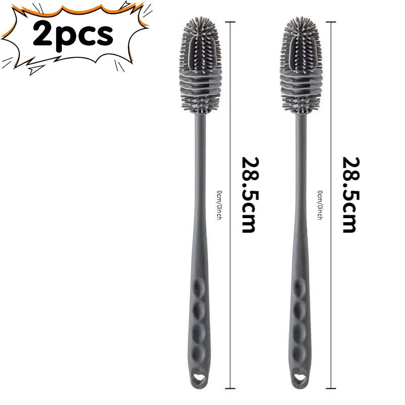 1/2pcs Long Handle Silicone Bottle Brush Cleaning Brush