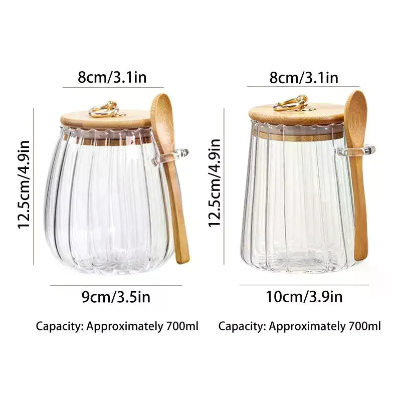 Airtight Food Containers Storage Pots Glass Jar Lid
