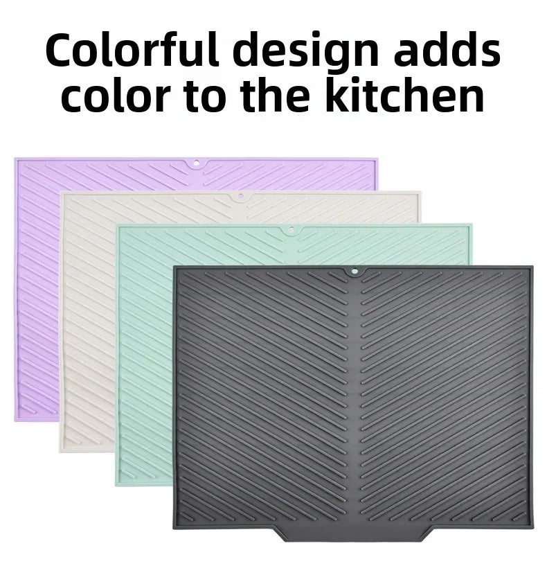 Dish Drying Mat-Silicone Drying Pad Counter Non-Slip Drain
