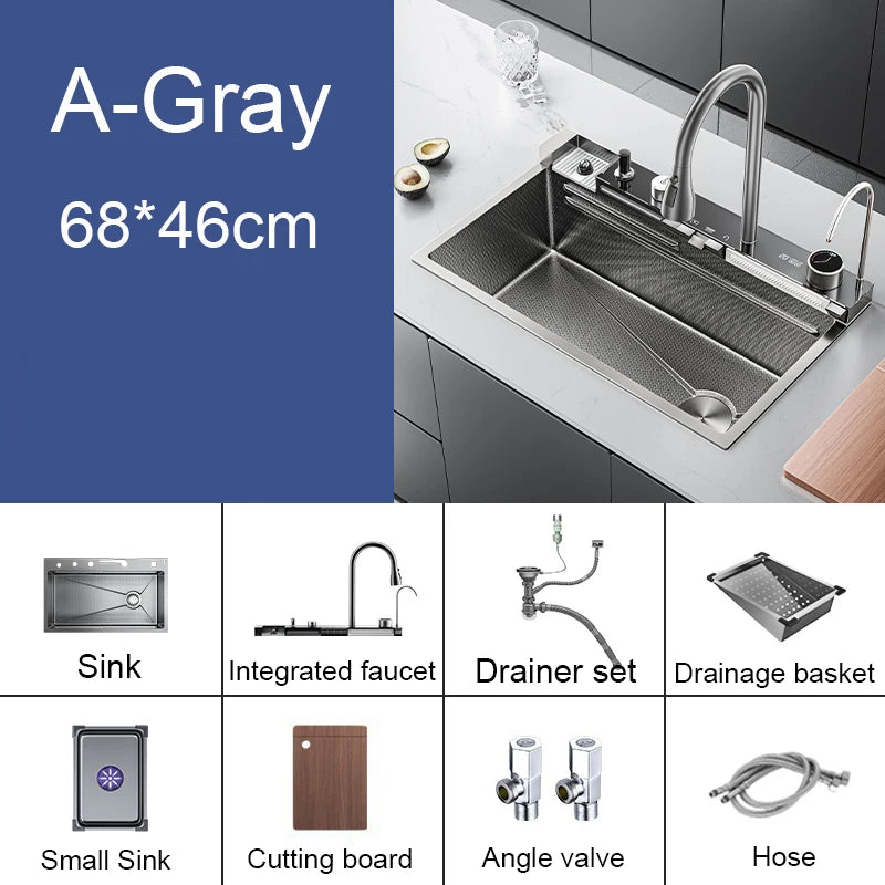 Nano Black Sink Large Slot Integrated Digital Display