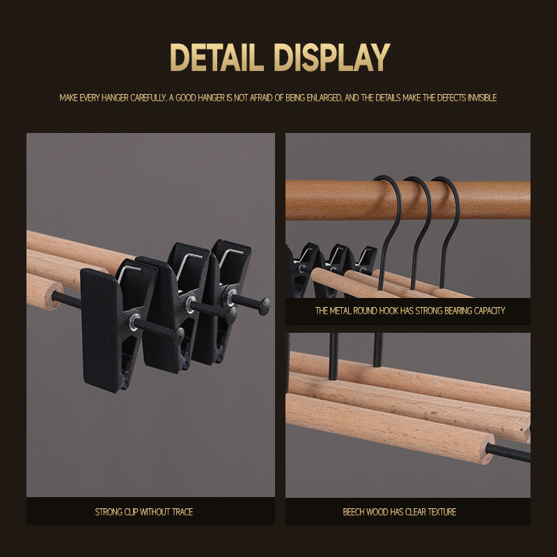 5pcs Trouser Hangers Durable Iron Wood Drying Rack