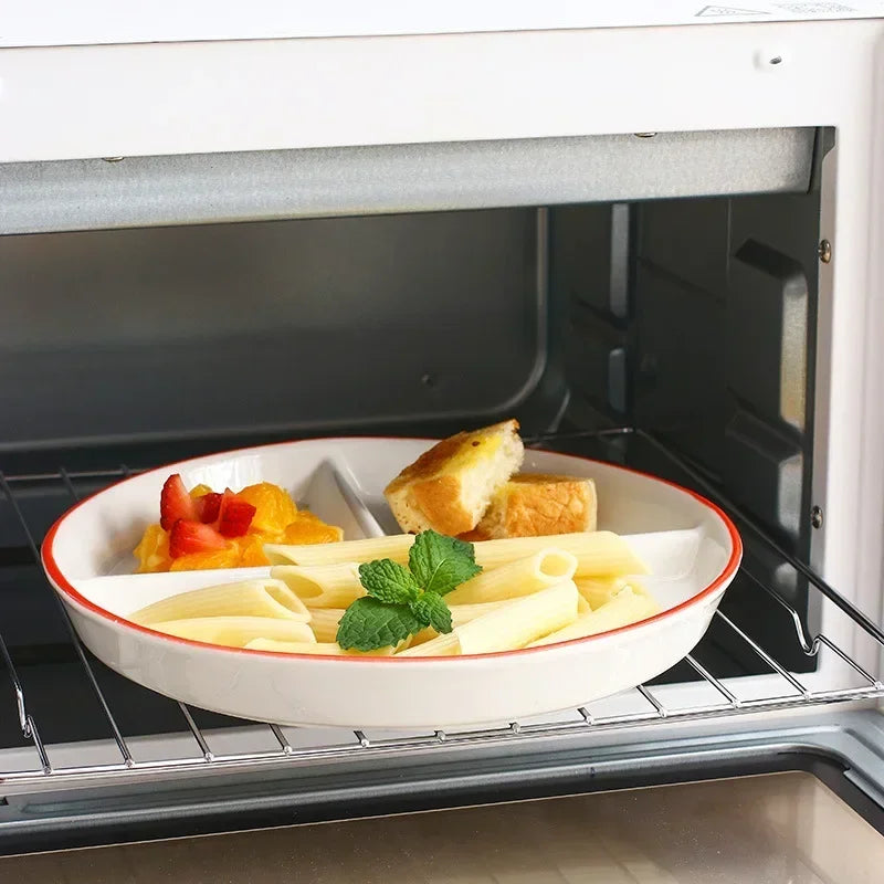 Divider Plate Ceramic Dish Serving Platter Children Tableware