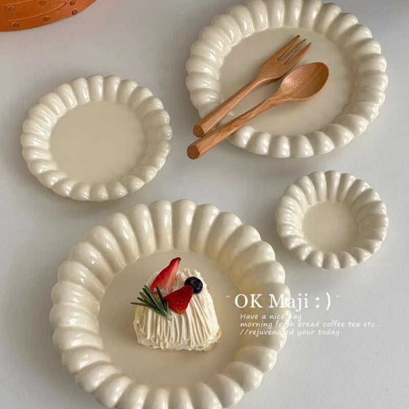 High-Looking Ceramic Plate Western-Style Dinner Plate Round Plate