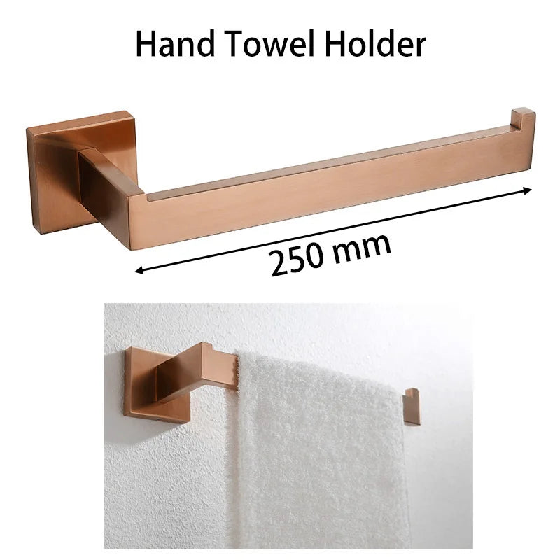 Brushed Rose Gold Bathroom Hardware Square Bath Toilet