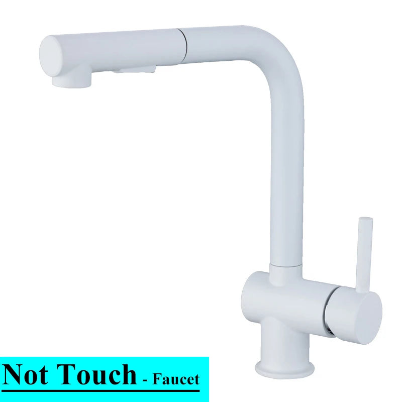 White Touch Sink Faucets Cold Pull Out Sink