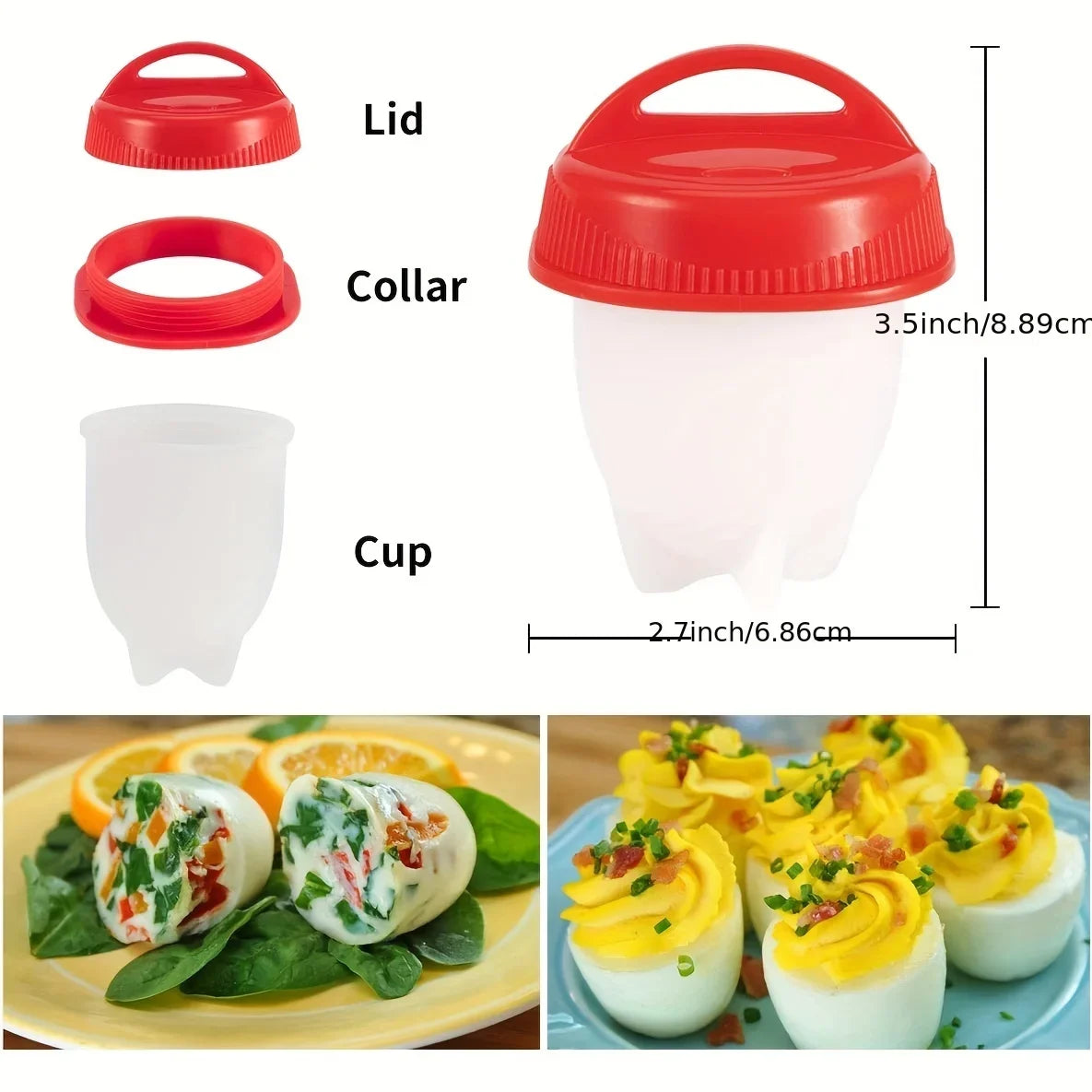 3/4/6 Non-Stick Silicone Egg Poacher - Fast Easy