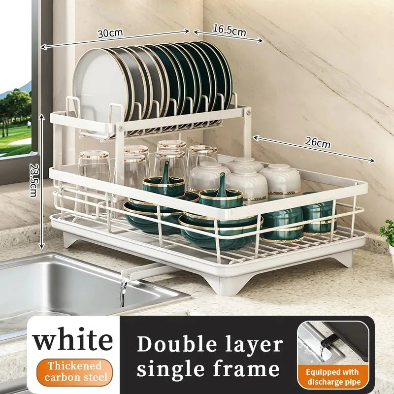 2-Tier Stainless Steel Dish Drying Rack Drainboard Rustproof