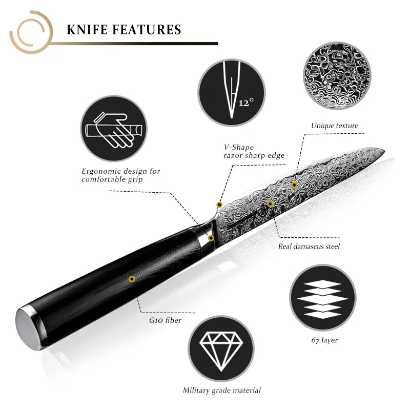 Grandsharp Inch Utility Damascus Knife 67 Layers Japanese