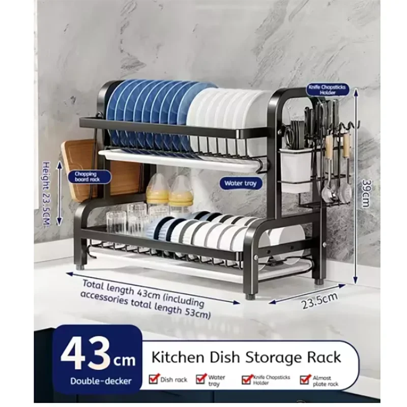 Tier Stainless Steel Dish Drainer Rustproof Compact Organizer
