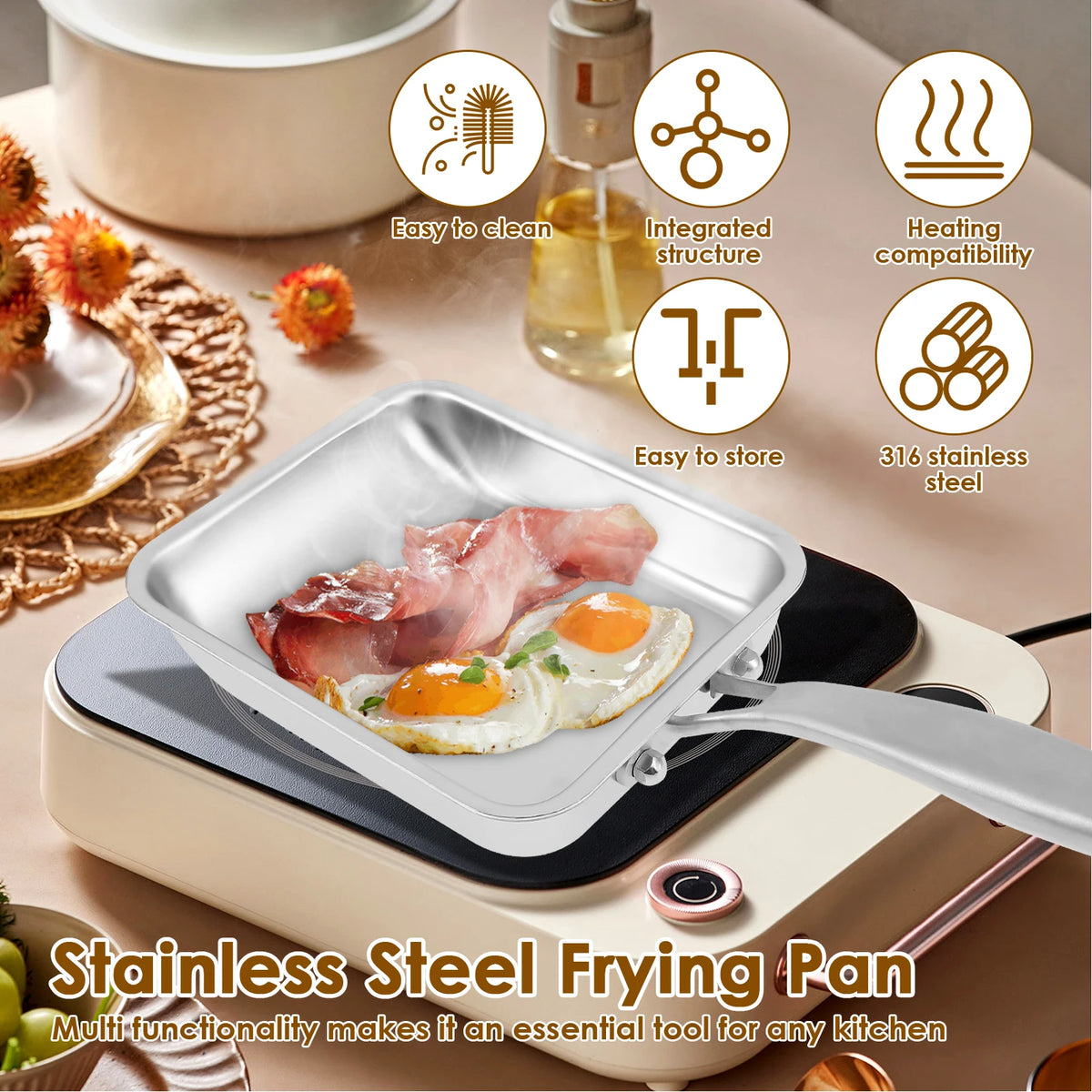 Stainless Tamagoyaki Japanese Omelette Pan Nonstick Egg Pan