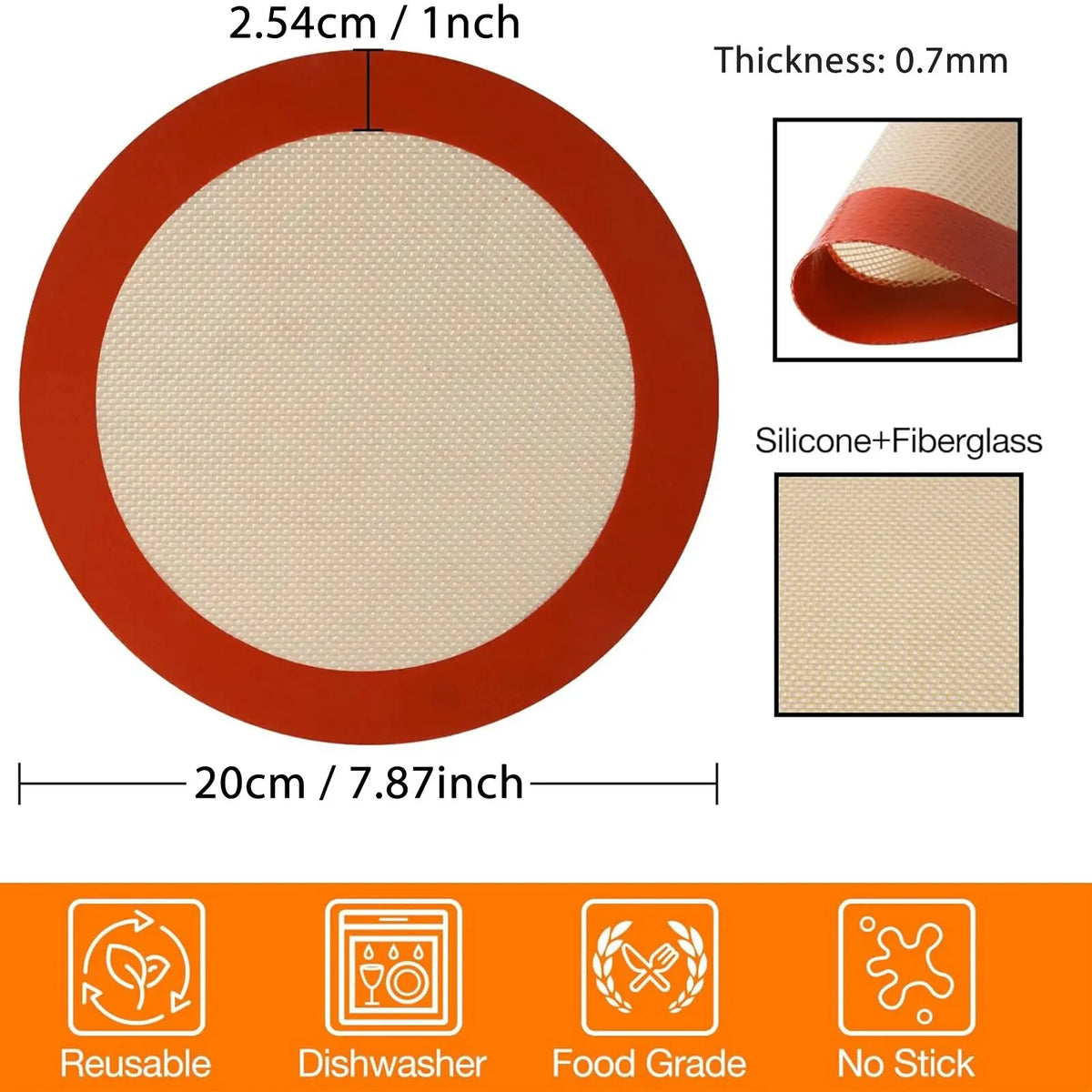 1/2pcs Round Silicone Baking Mat Non-Stick Reusable Sheet