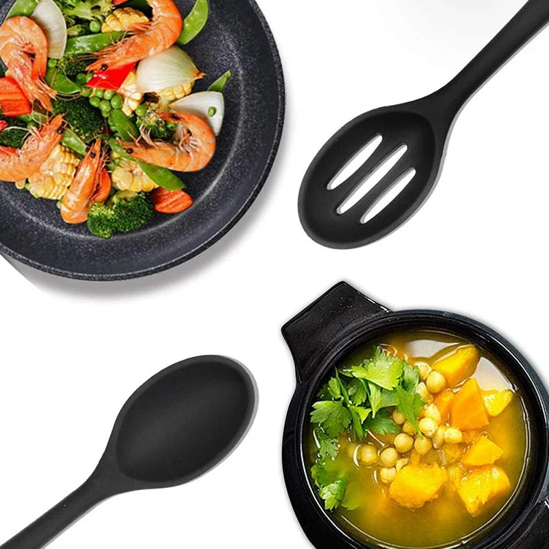 2pcs Silicone Scoop Long Handle Soup Scoop Salad