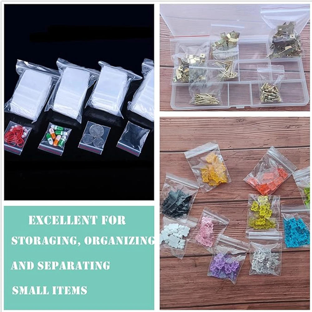 100-1000pcs Small Zip Lock Plastic Bags Transparent Plastic