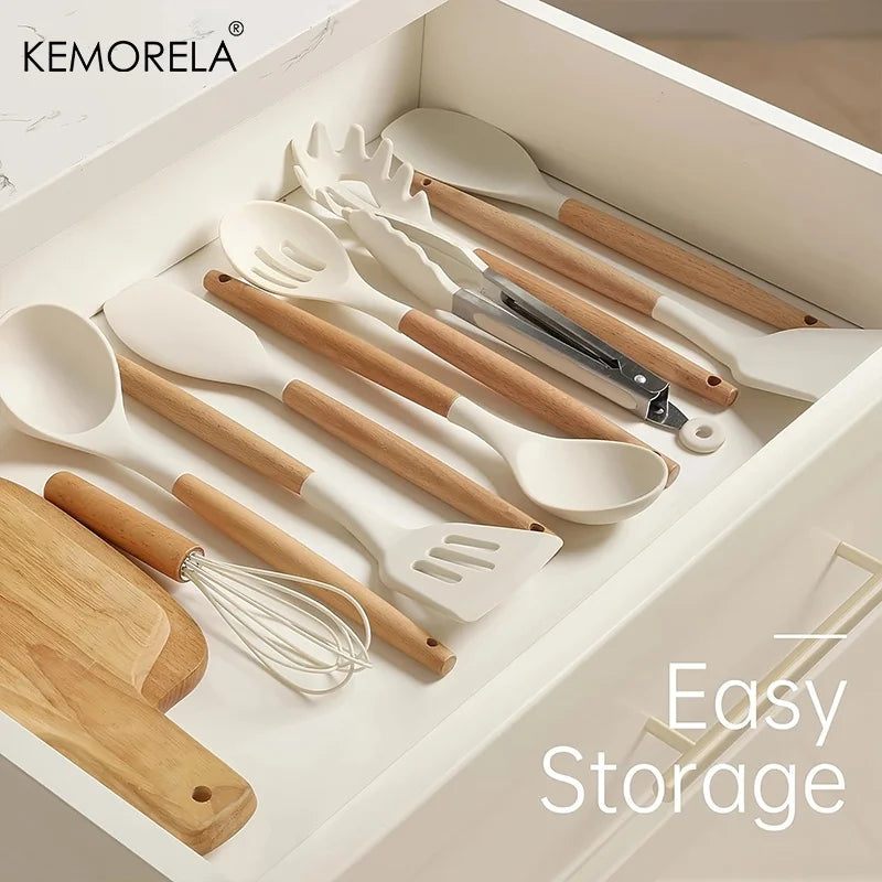 Kemorela 10pc Silicone Cooking Utensils Heat Resistant Non-Stick