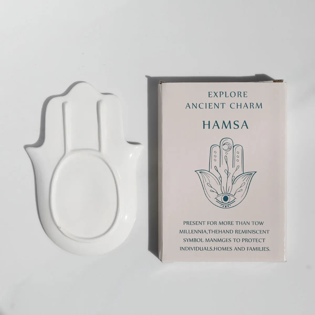 Ceramic Dish Coffee Cup Tray Decorative Hamsa Hand