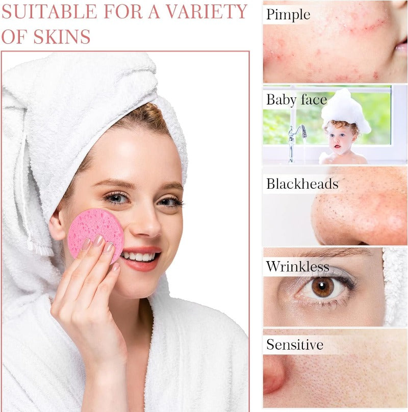 50-1000pcs Compress Face Wash Puff Natural Wood Pulp