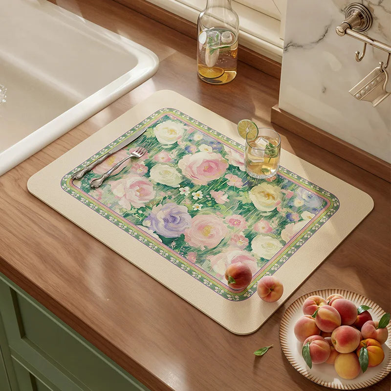 Dish Drying Mat Super Absorbent Counter Draining Mat