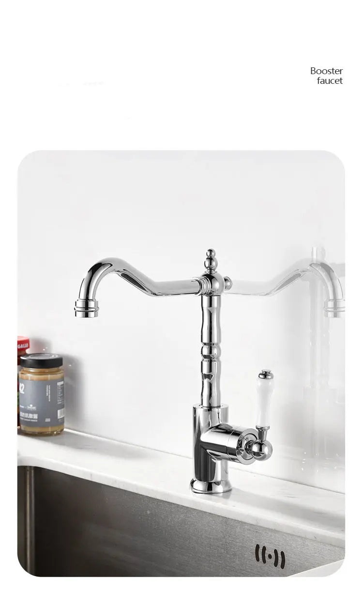 French Vintage Faucet Brass European Classical Silver Faucet