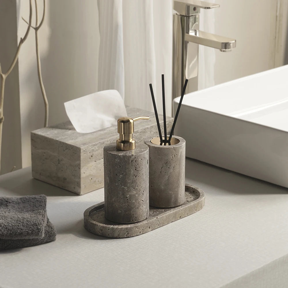 Grigio Travertino Bathroom Sets Vintage Marble Soap Holder