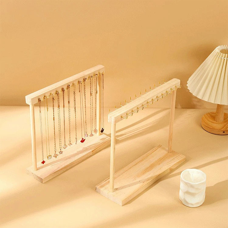Jewelry Organizer Display Stand Wood Necklace Hanging Countertop