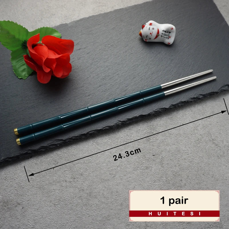 High-End Japanese Stainless Steel Chopsticks Metal Non-Slip Steel