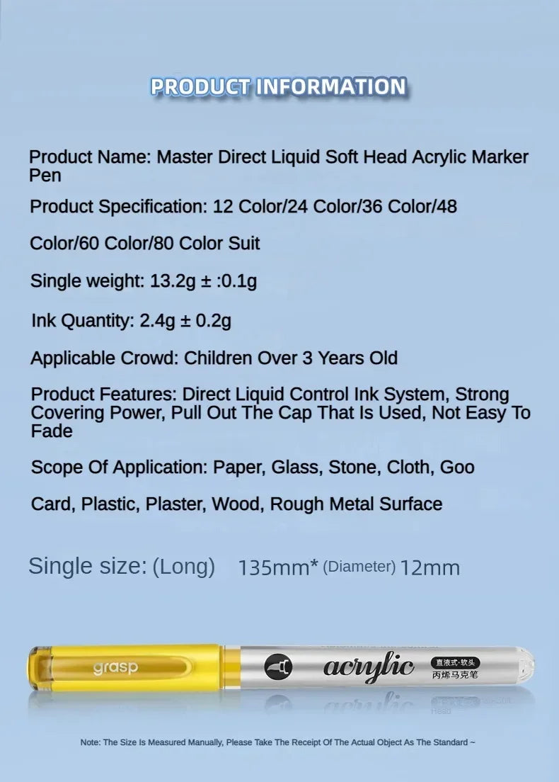 Grasp 120/1 Colors Acrylic Markers Brush Pens Fabric