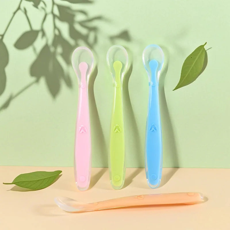 Baby Silicone Spoon Learning Spoon Love Pattern Tableware