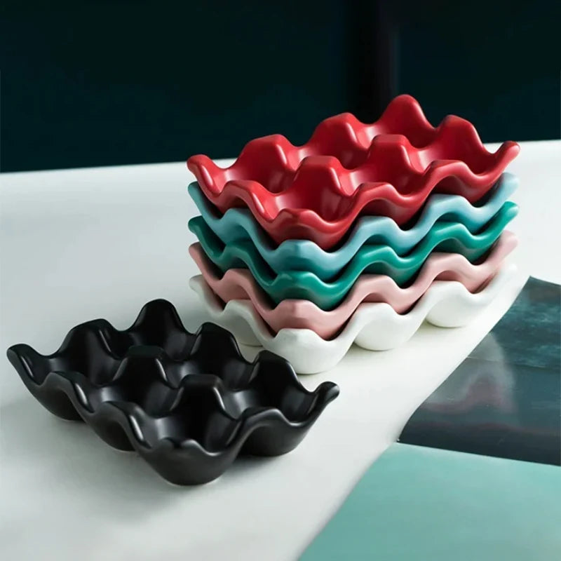 Grids Egg Holder Ceramic Anti-Slip Egg Box Refrigerator
