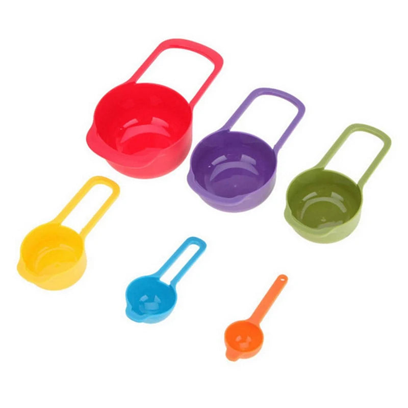 6pcs Color Measuring Cups Plastic Measuring Spoon Graduated