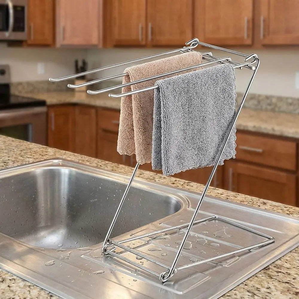 Stainless Steel Dishcloth Hanging Shelf Foldable Design Rag