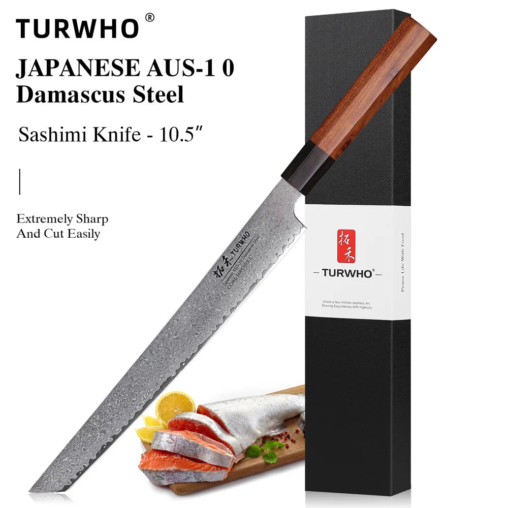 Turwho Hand Forged Japanese Chef Knife Damascus Steel