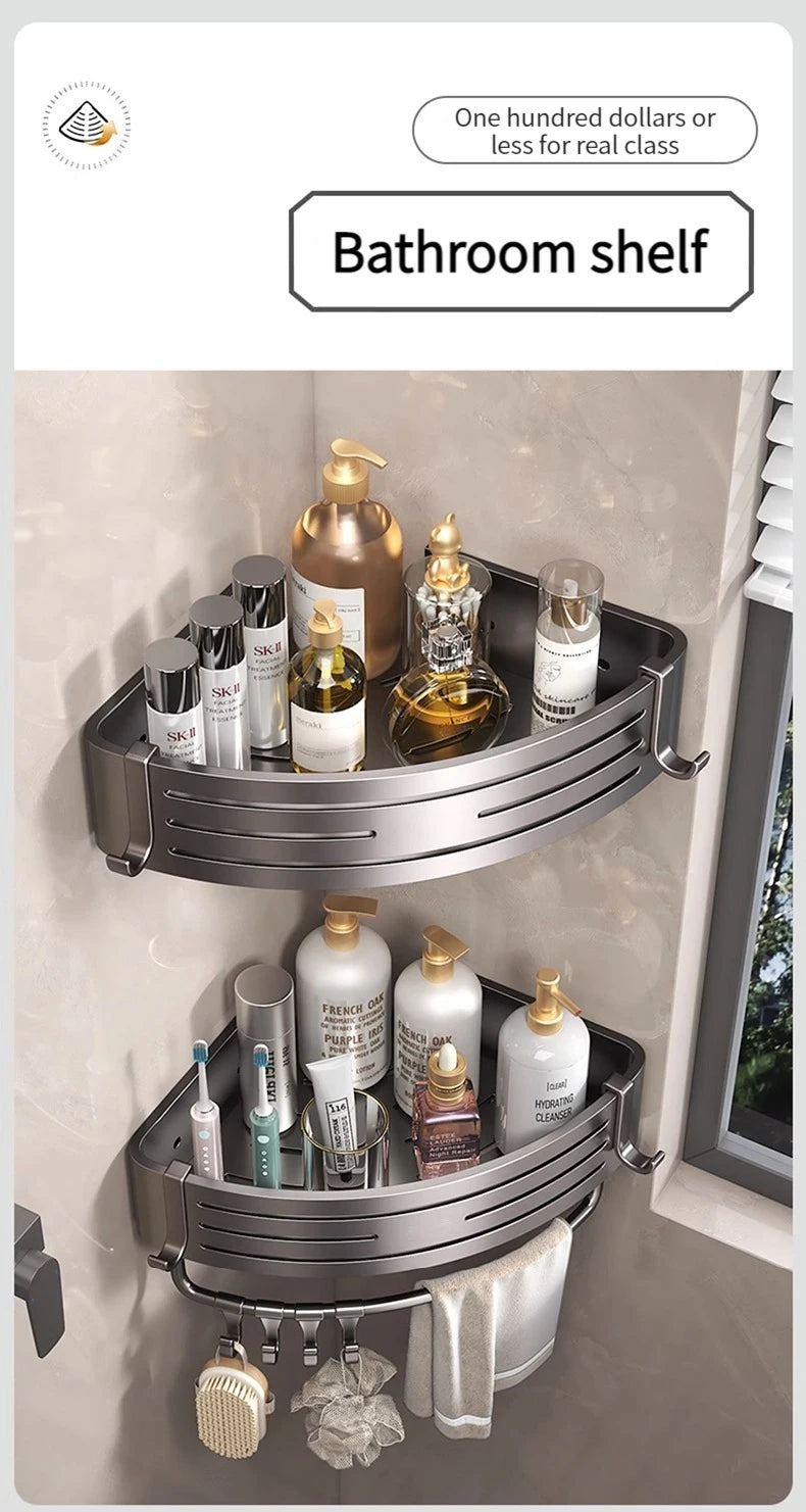 No Drill Sticker Walls Installation Aluminum Bathroom Shelf