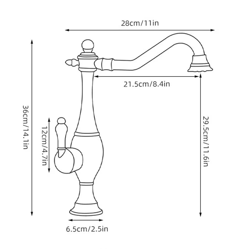Antique Brass Faucet Handle Deck Mount 360 Rotating