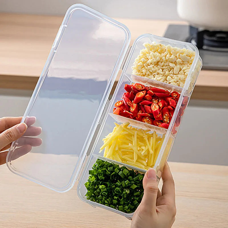 Grid Divided Food Storage Box Stackable Fridge Storage