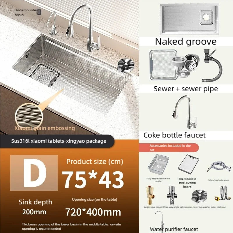 316l Stainless Steels Sink Dish Wash Sink Left