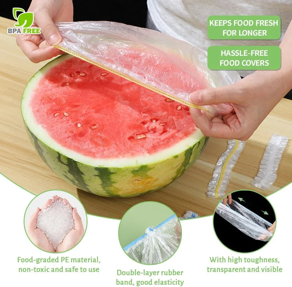 100/200 Disposable Bowl Lids Elastic Plastic Food Storage