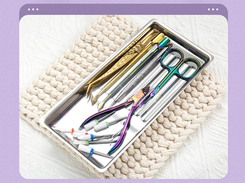 Stainless Steel Disinfection Dish Cosmetic Storage Tray Nail