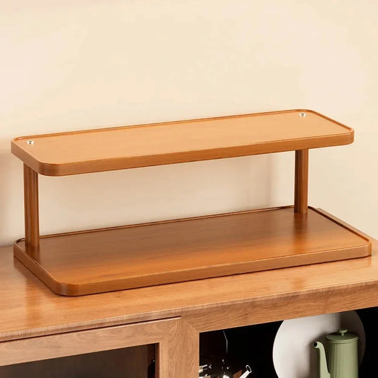 2-Tier Wooden Countertop Storage Shelf Multilayer Desktop