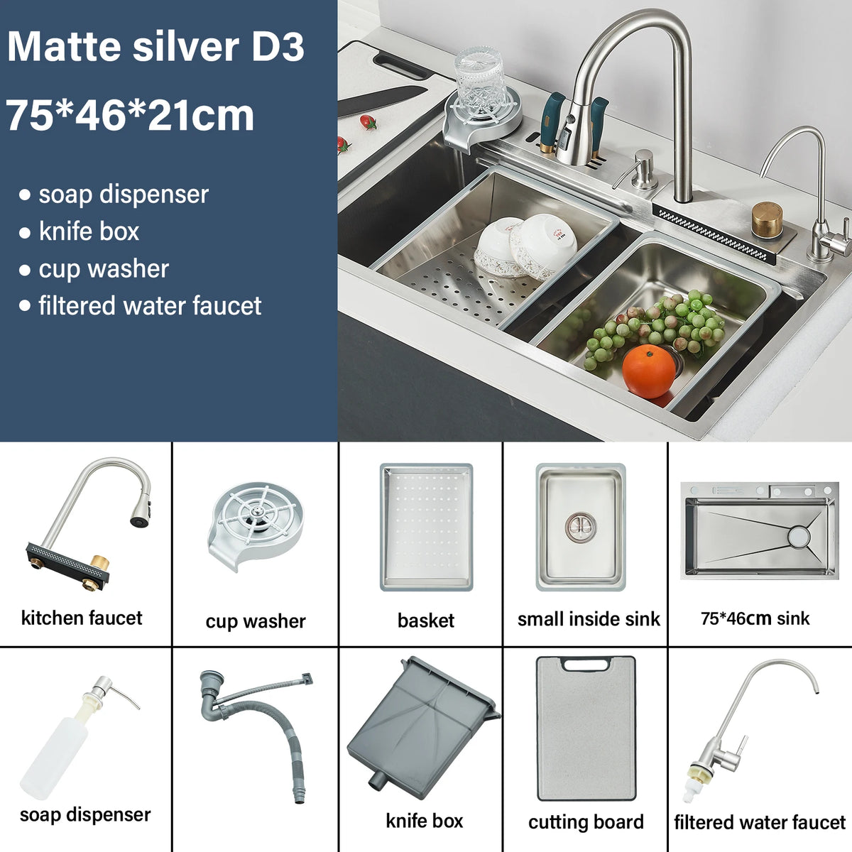 Shinesia 304 Stainless Steel Sink Digital Display Large